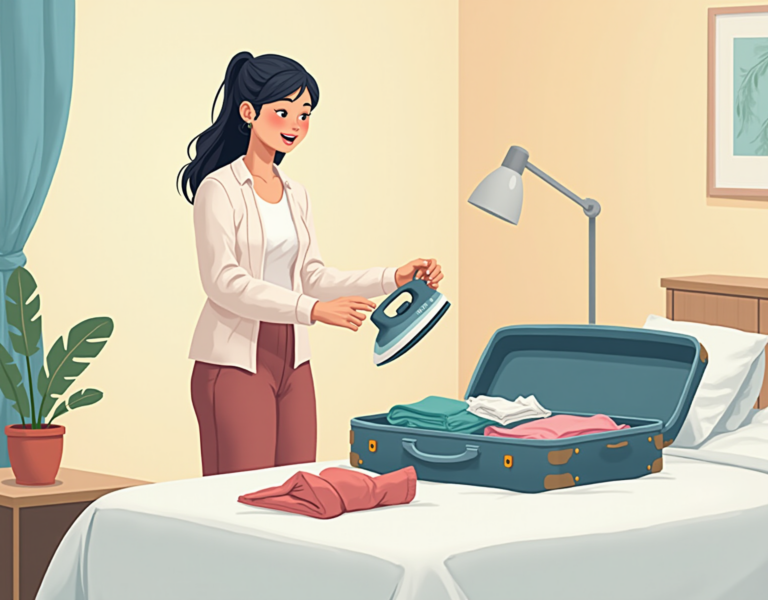 여행에서 놓치기 쉬운 부분, 단정한 옷차림 – 휴대용 다리미로 깔끔한 룩 UP